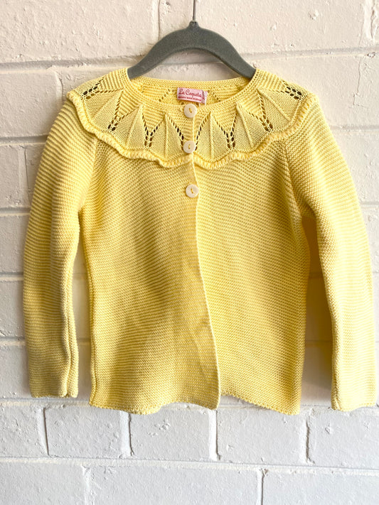 La Coqueta Yellow Knit Caridgan - Size 4