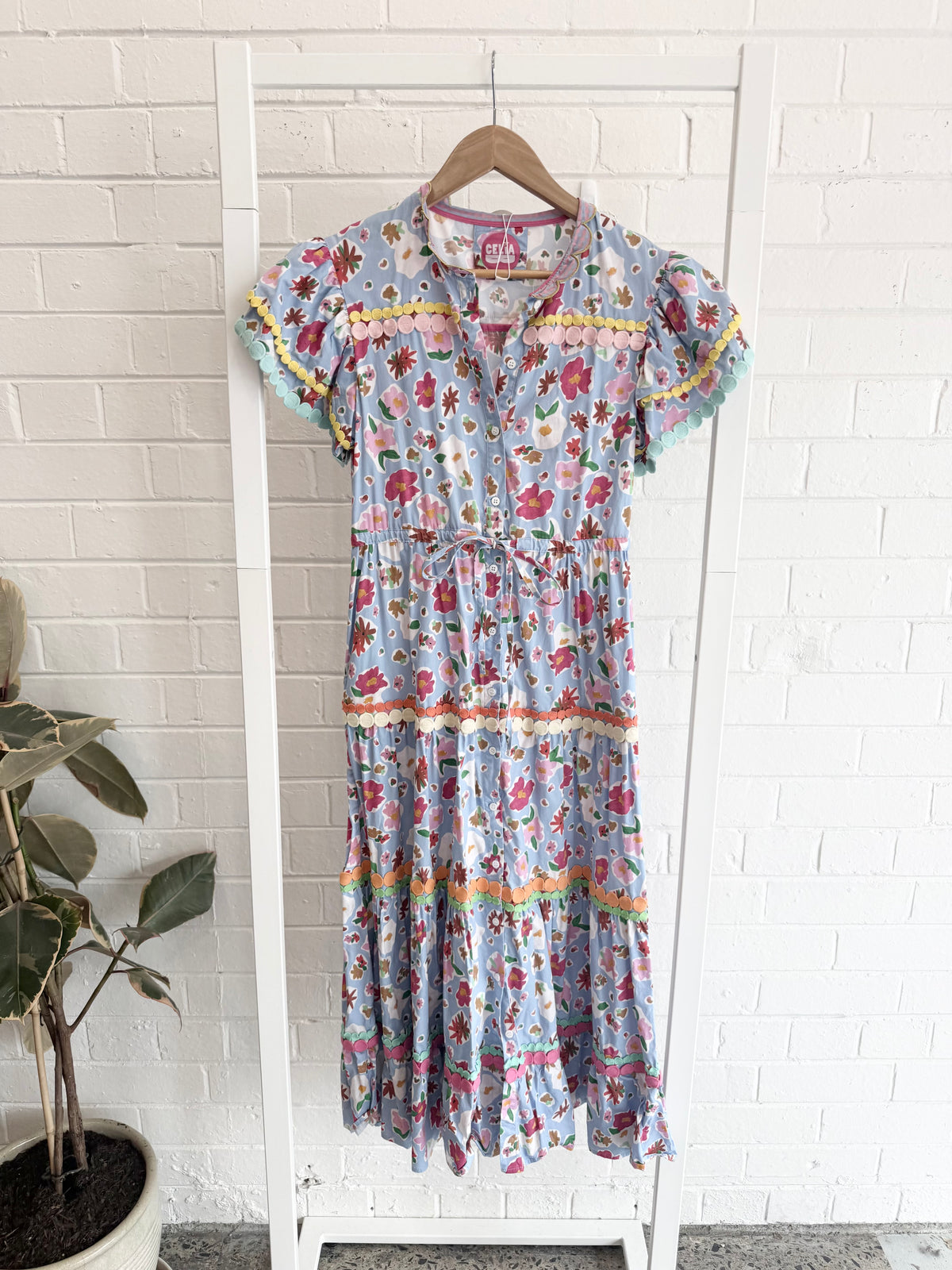 Celia B Carnelian Dress in Blue Floral - Size M (12)