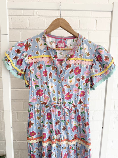 Celia B Carnelian Dress in Blue Floral - Size M (12)