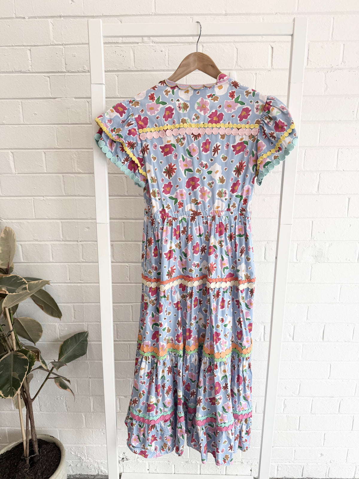 Celia B Carnelian Dress in Blue Floral - Size M (12)