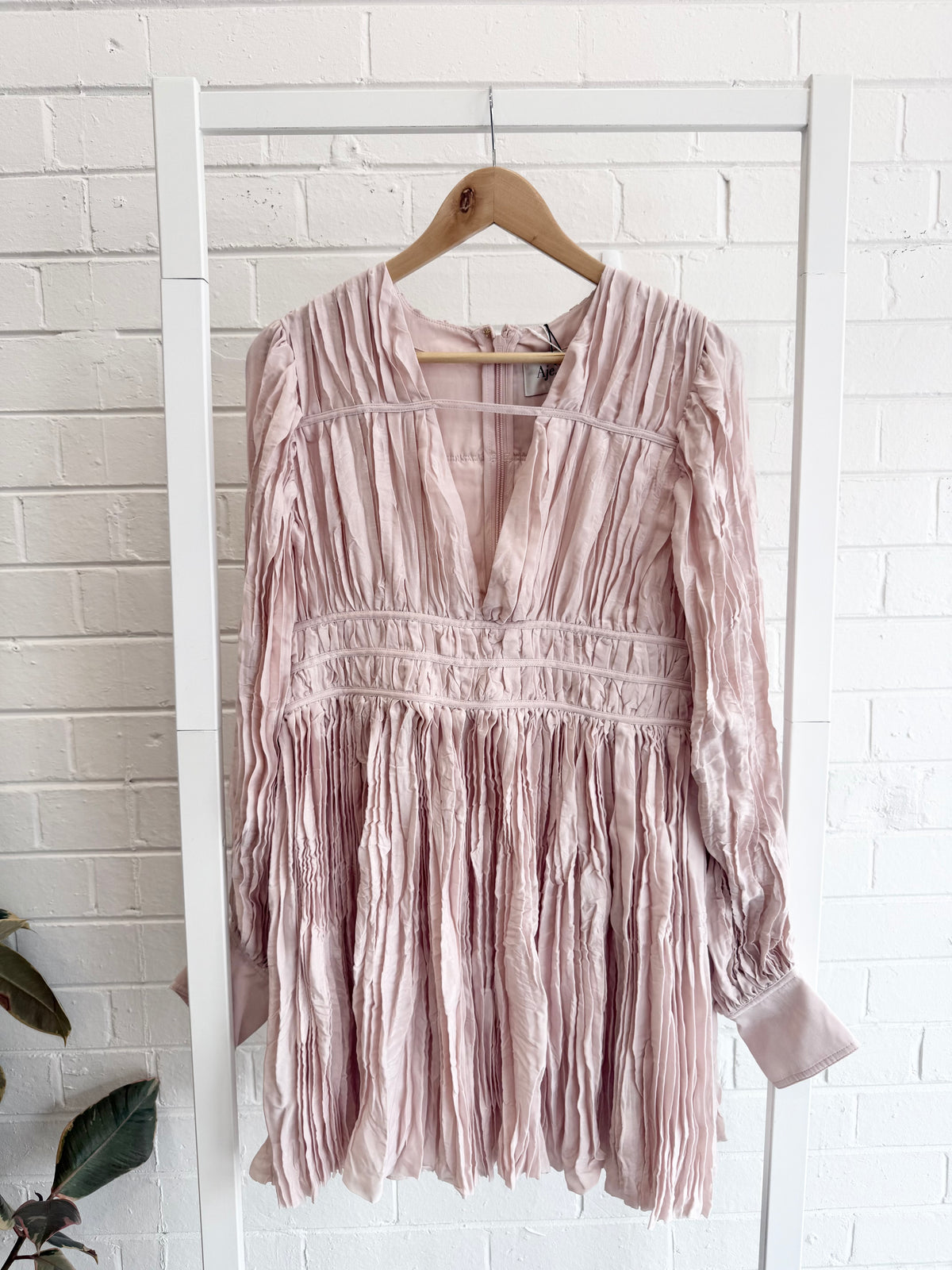 AJE Catalyst Pleated Mini Dress in Pink - Size 14