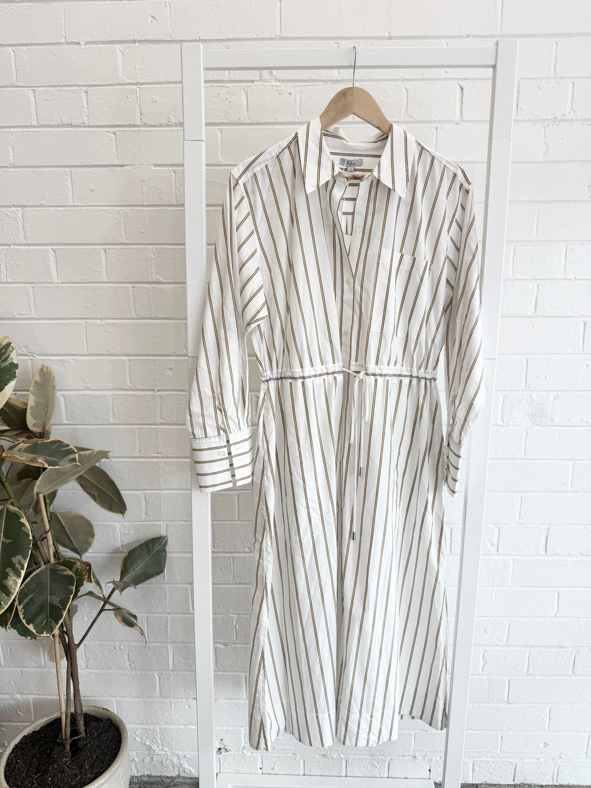 Rails Shivonne Stripe Dress in Ivory/Daffodil Stripe - Size L (12)