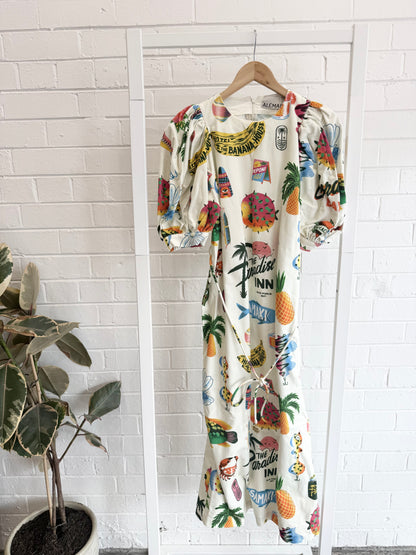 Alemais 'Semaki' Puff Sleeve Midi Dress - Size 12