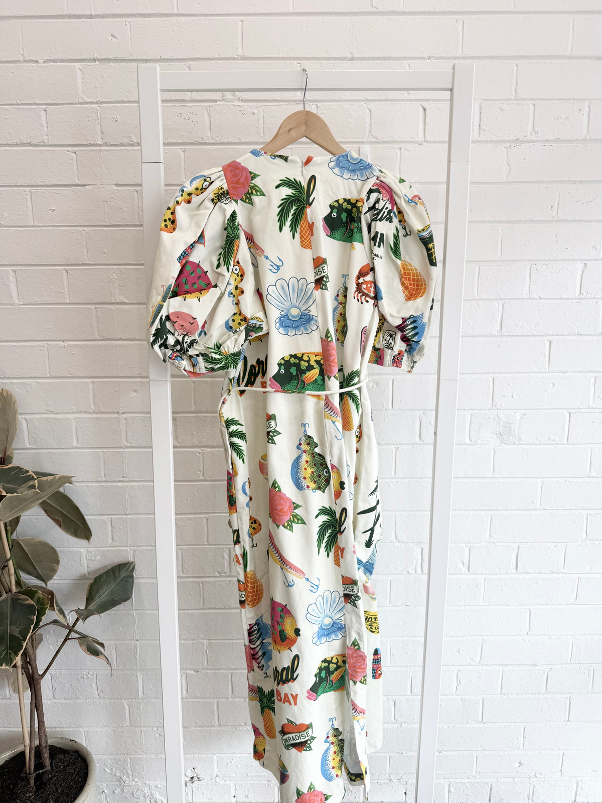 Alemais 'Semaki' Puff Sleeve Midi Dress - Size 12