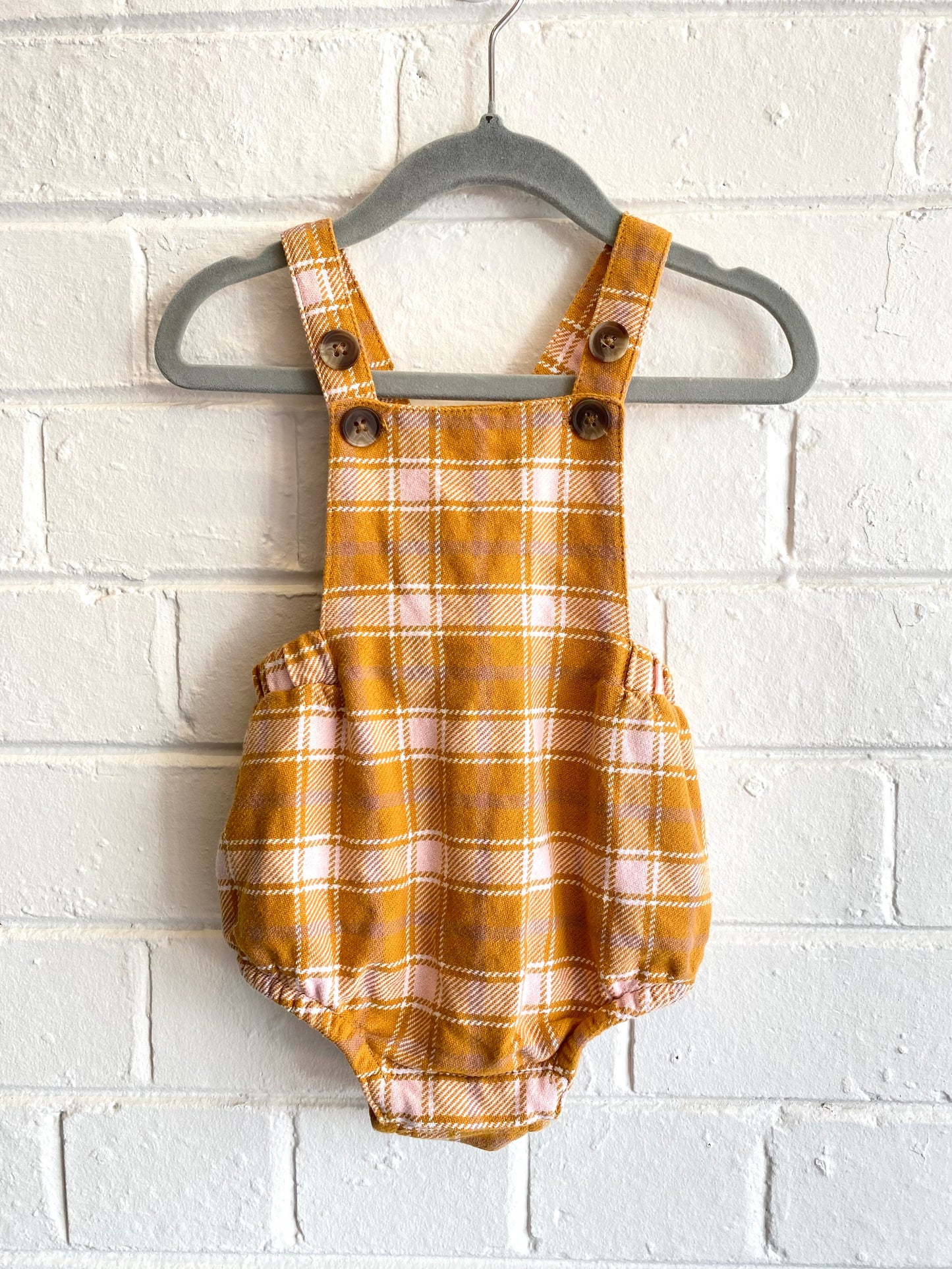 Seed Mustard and Pink check overalls - Size 00