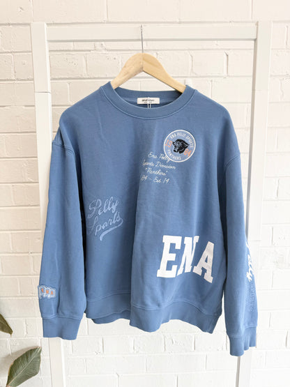 Ena Pelly Athleisure Oversized Sweater in Blue - Size 12