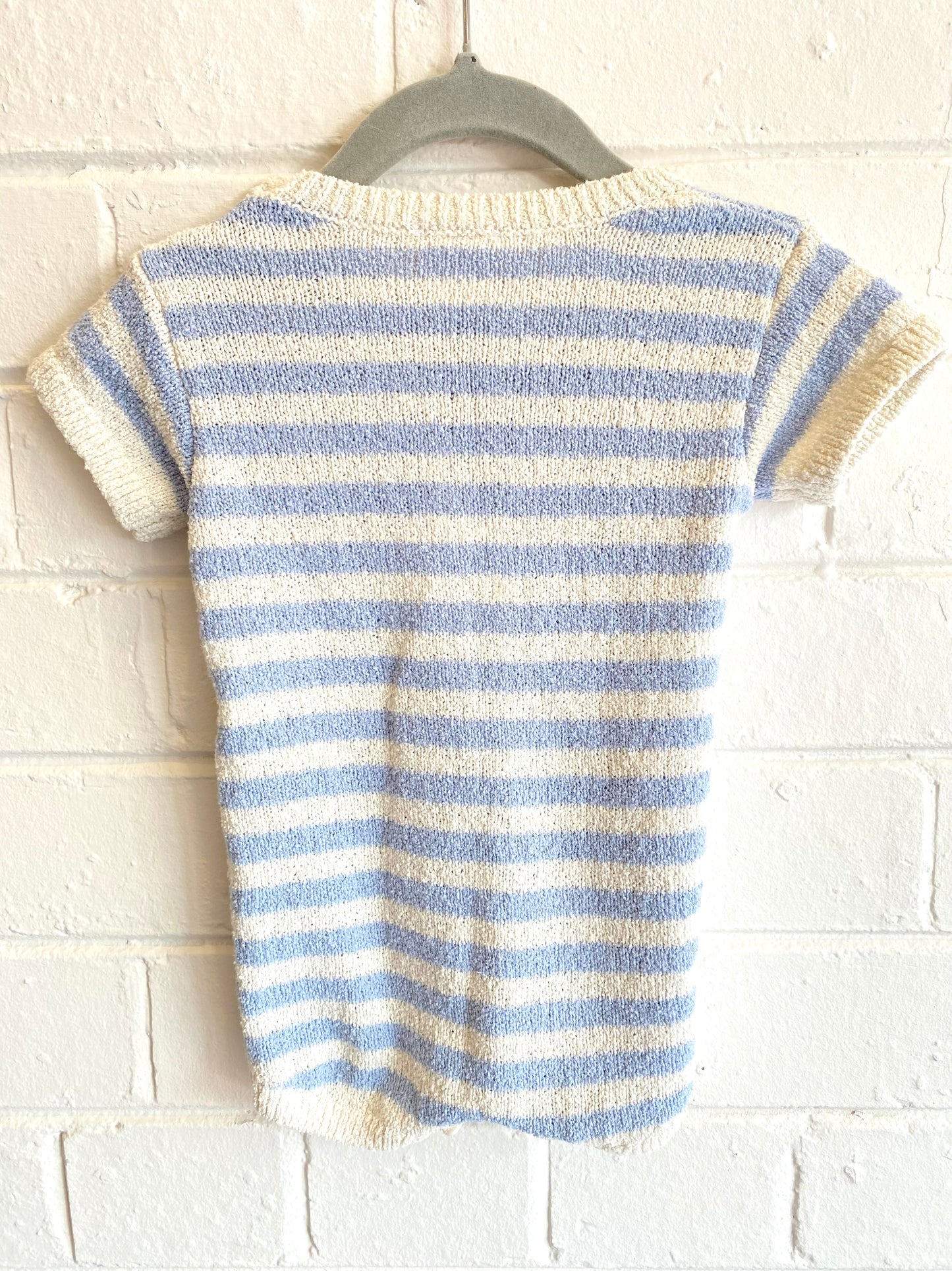 Seed Blue and White Knit Romper - Size 00
