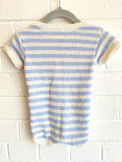 Seed Blue and White Knit Romper - Size 00