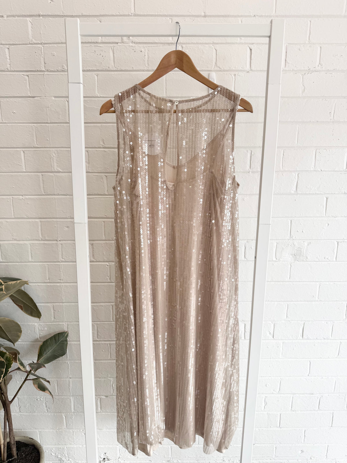 Vrg Girl Sonja Sequin Midi Dress in Nude - Size 12