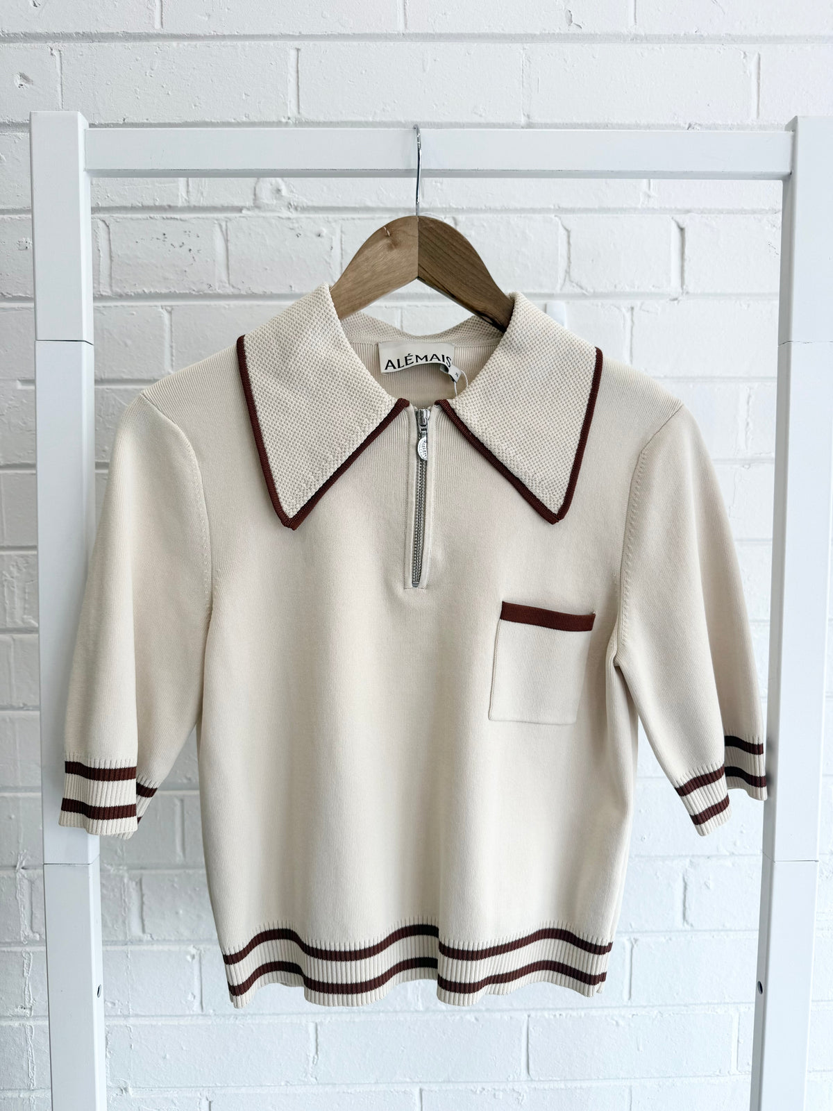 Alemais Sora Knit Polo Top - Size XL (12)