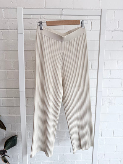 Zerafima Grassland Rib Knit Pants in Cream - Size L (12)