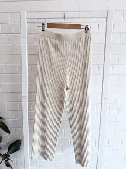 Zerafima Grassland Rib Knit Pants in Cream - Size L (12)