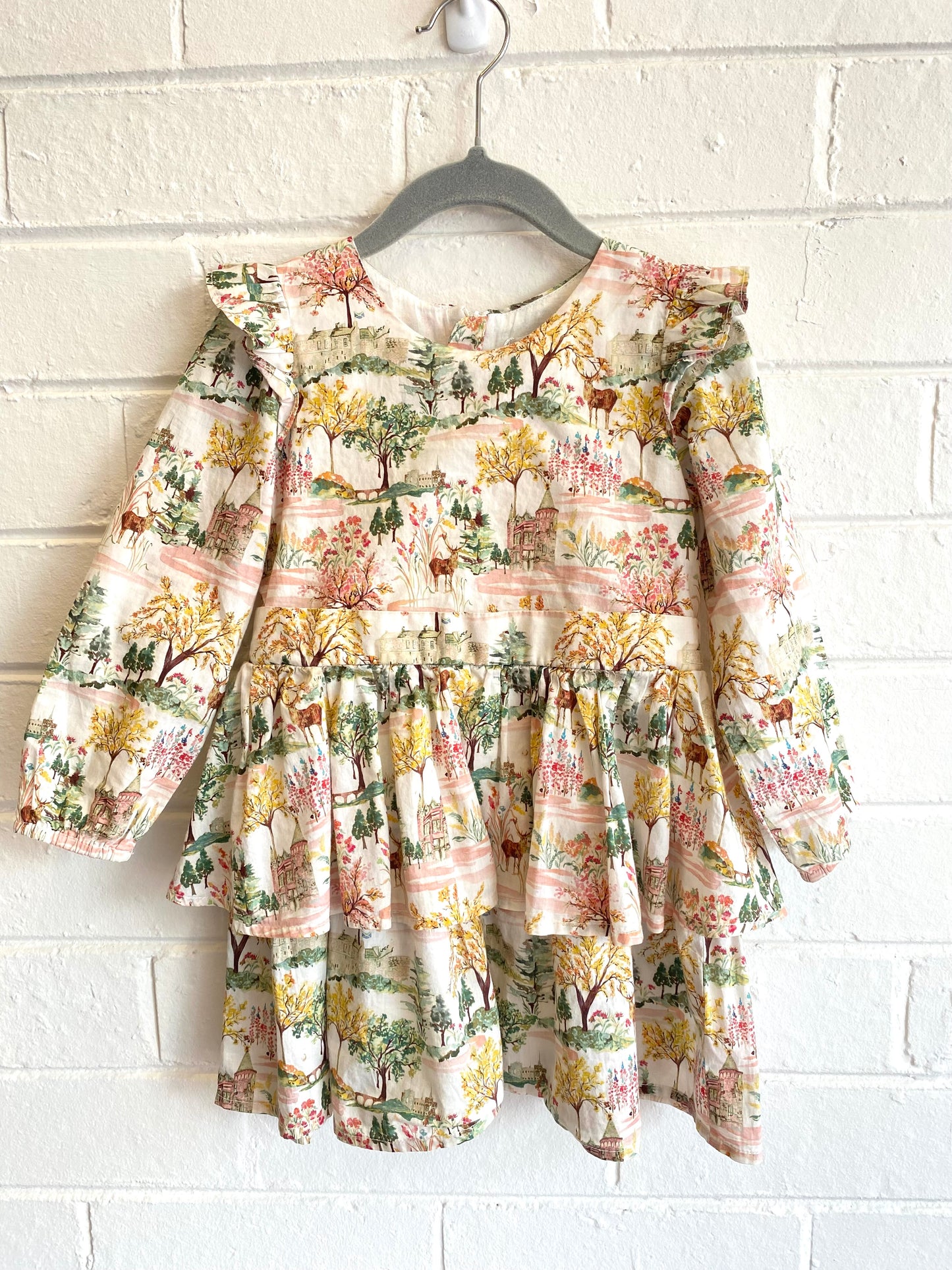 Bebe Long Sleeve Dress with English Print - Size 3