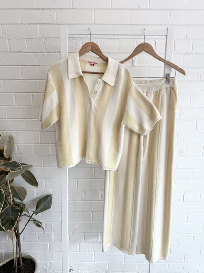 Holiday Shop Striped Knit Set in Yellow/Cream - Size M (12)