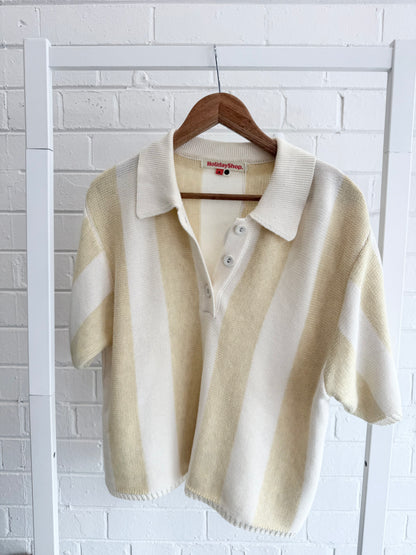 Holiday Shop Striped Knit Set in Yellow/Cream - Size M (12)