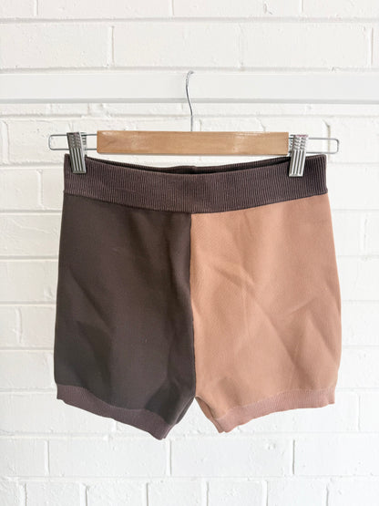 Nagnata Colour Block Yoni Shorts in Cacao/brown - Size S/M (10/12)
