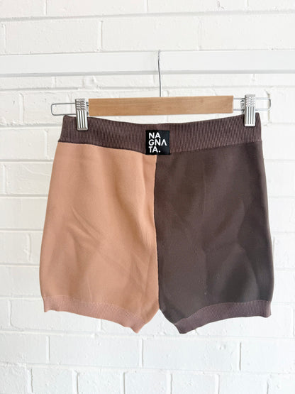 Nagnata Colour Block Yoni Shorts in Cacao/brown - Size S/M (10/12)