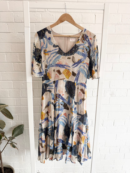Gorman 'Fab Crab' Silk Midi Dress - Size 10