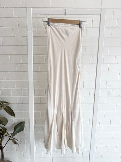 Dissh Fishtail Maxi Slip Skirt in Cream - Size 8