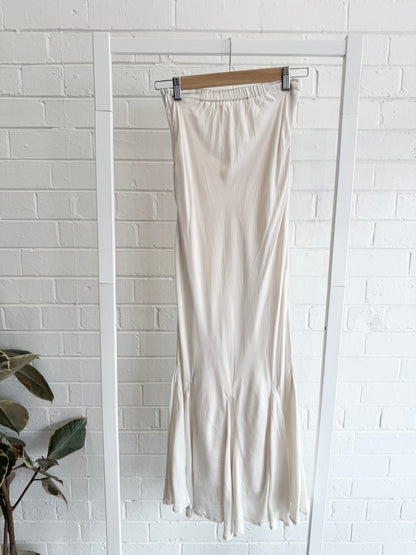 Dissh Fishtail Maxi Slip Skirt in Cream - Size 8