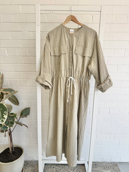 Kowtow Array Dress in Double Pinstripe - Size Small (10-14)