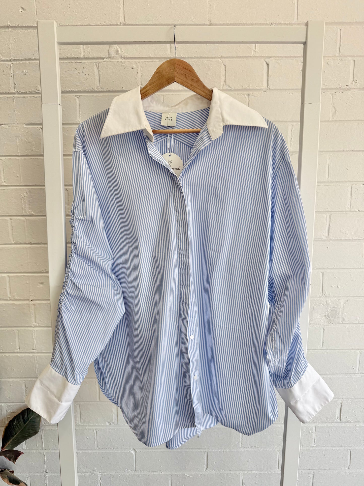 Husk Stripe Shirt in Blue/White - Size 14