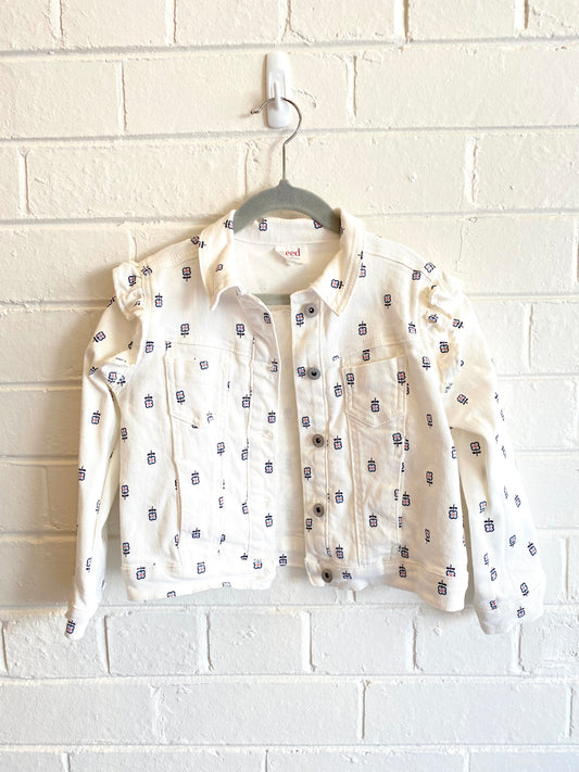 Seed Flower Print Denim Jacket - Size 5