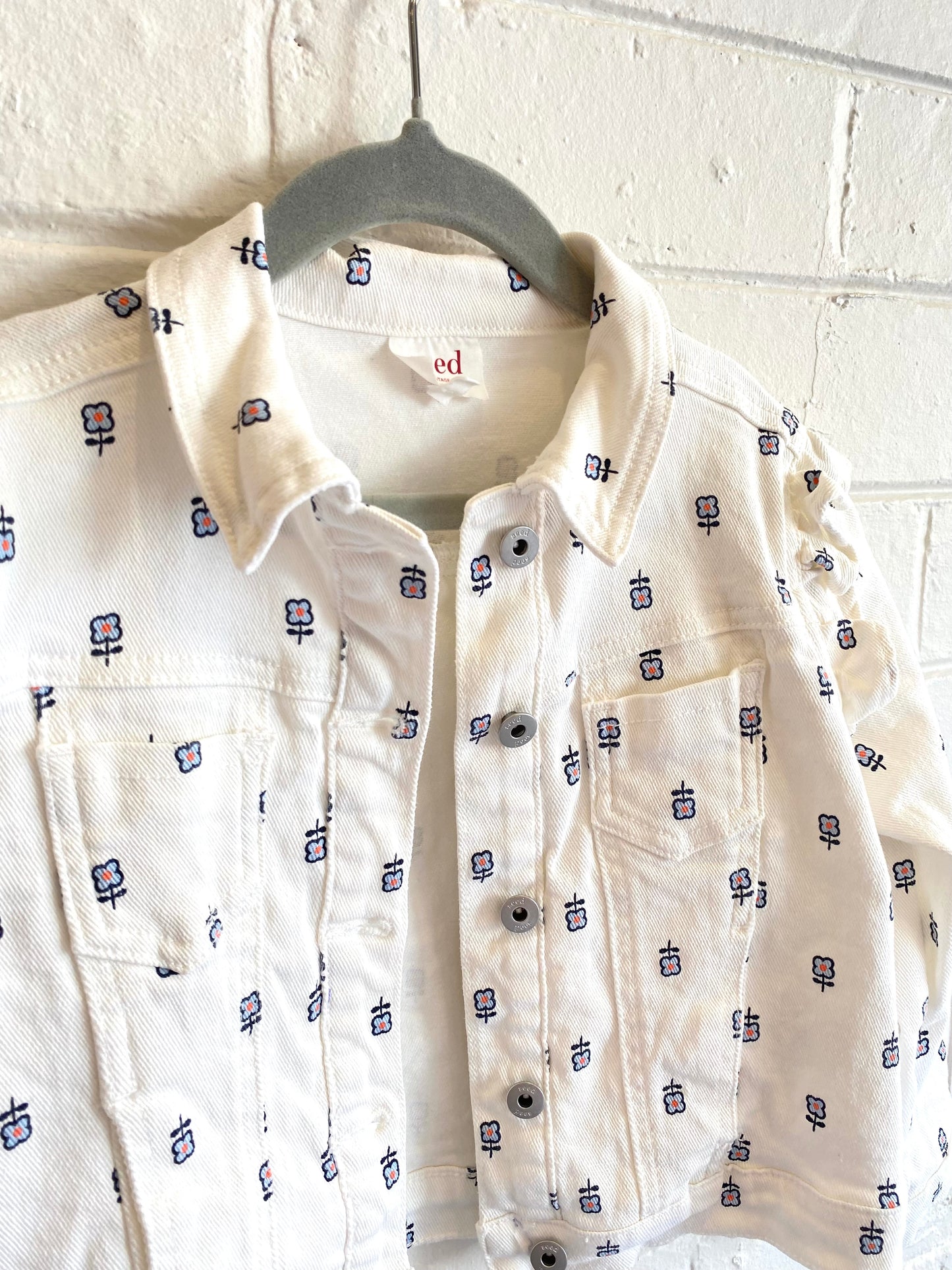 Seed Flower Print Denim Jacket - Size 5