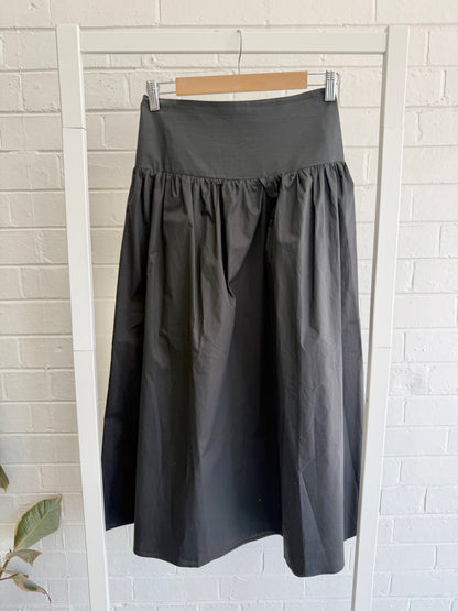 Nude Lucy Gathered Midi Skirt in Black - Size XS (8)