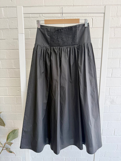 Nude Lucy Gathered Midi Skirt in Black - Size XS (8)