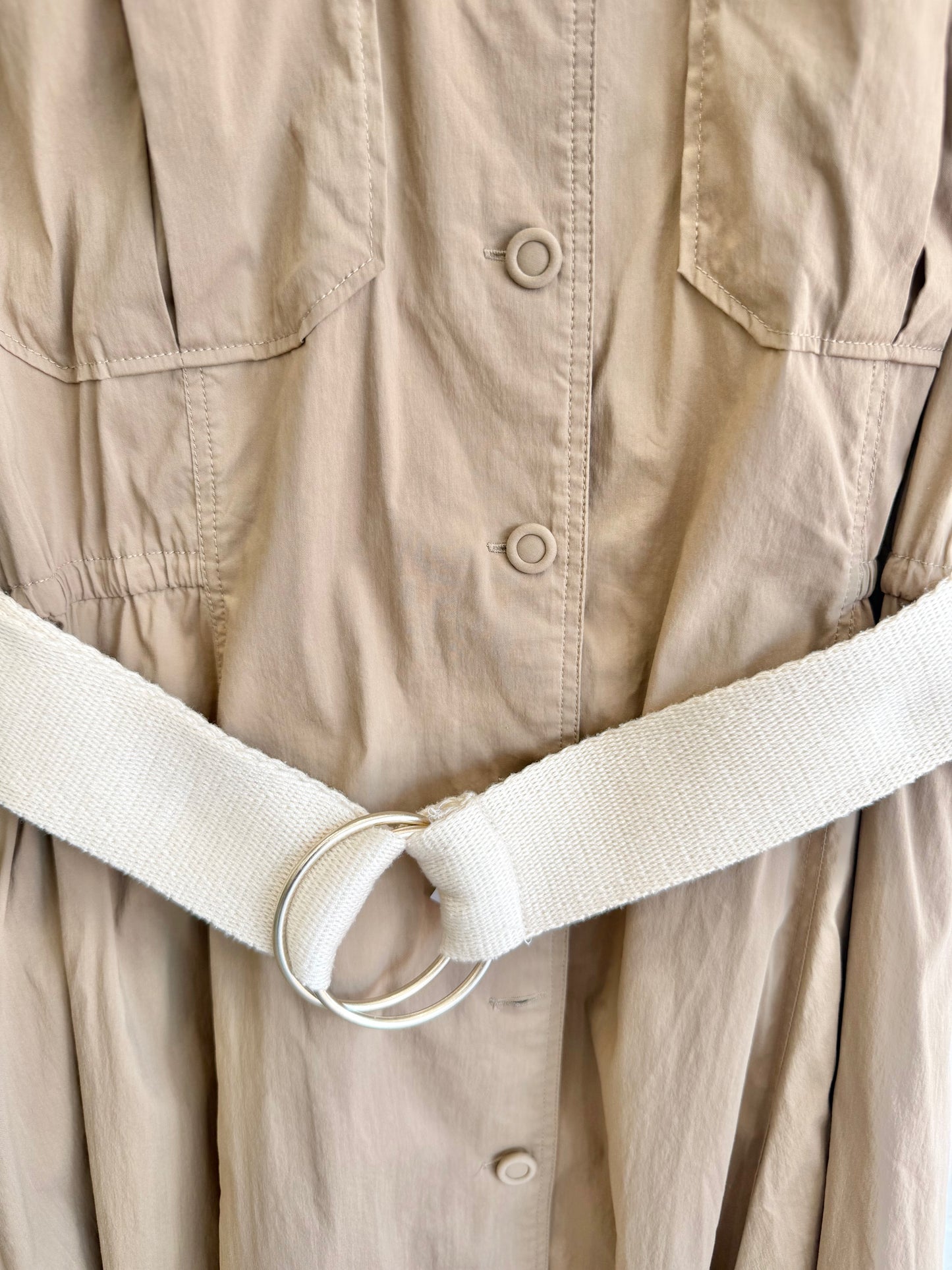 Country Road Belted Shirtdress in Tan - Size 14