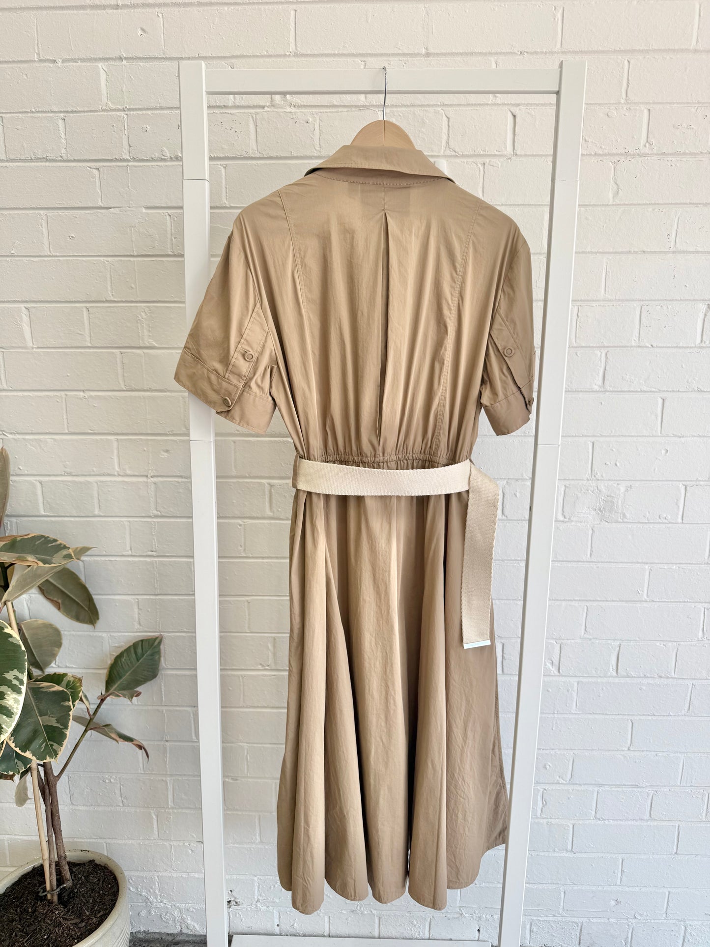 Country Road Belted Shirtdress in Tan - Size 14