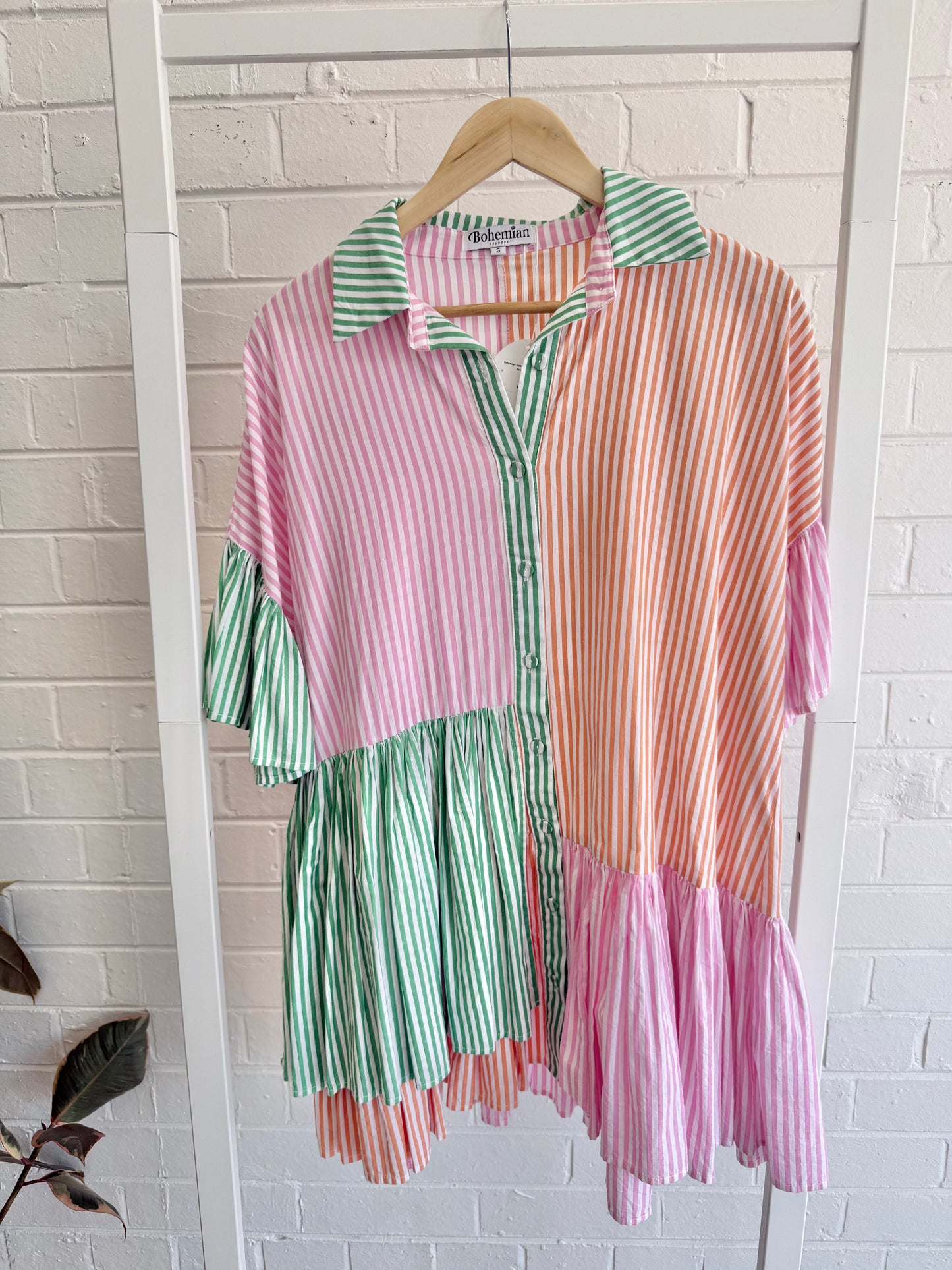 Bohemian Traders Genoa Mini Dress in Candy Stripe - Size Small (10)