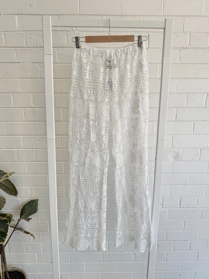 Peach & Parla Crochet Pants in Ivory - Size Small (10)