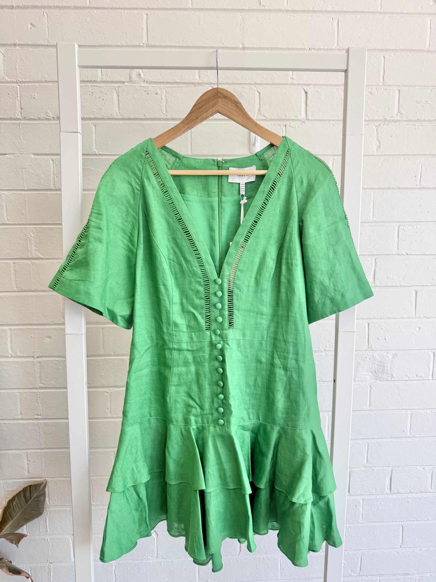BNWT Joslin Gwen Linen Mini Dress – Emerald Green - Size 14