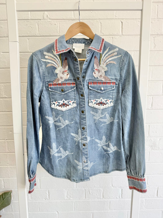 Camilla Denim Button Shirt Jacket – For The Fans - Size M
