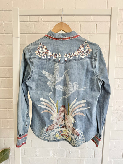 Camilla Denim Button Shirt Jacket – For The Fans - Size M