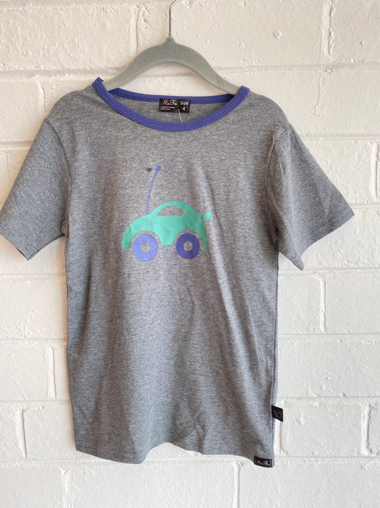 Mini Fin Grey Car Tee - Size 4