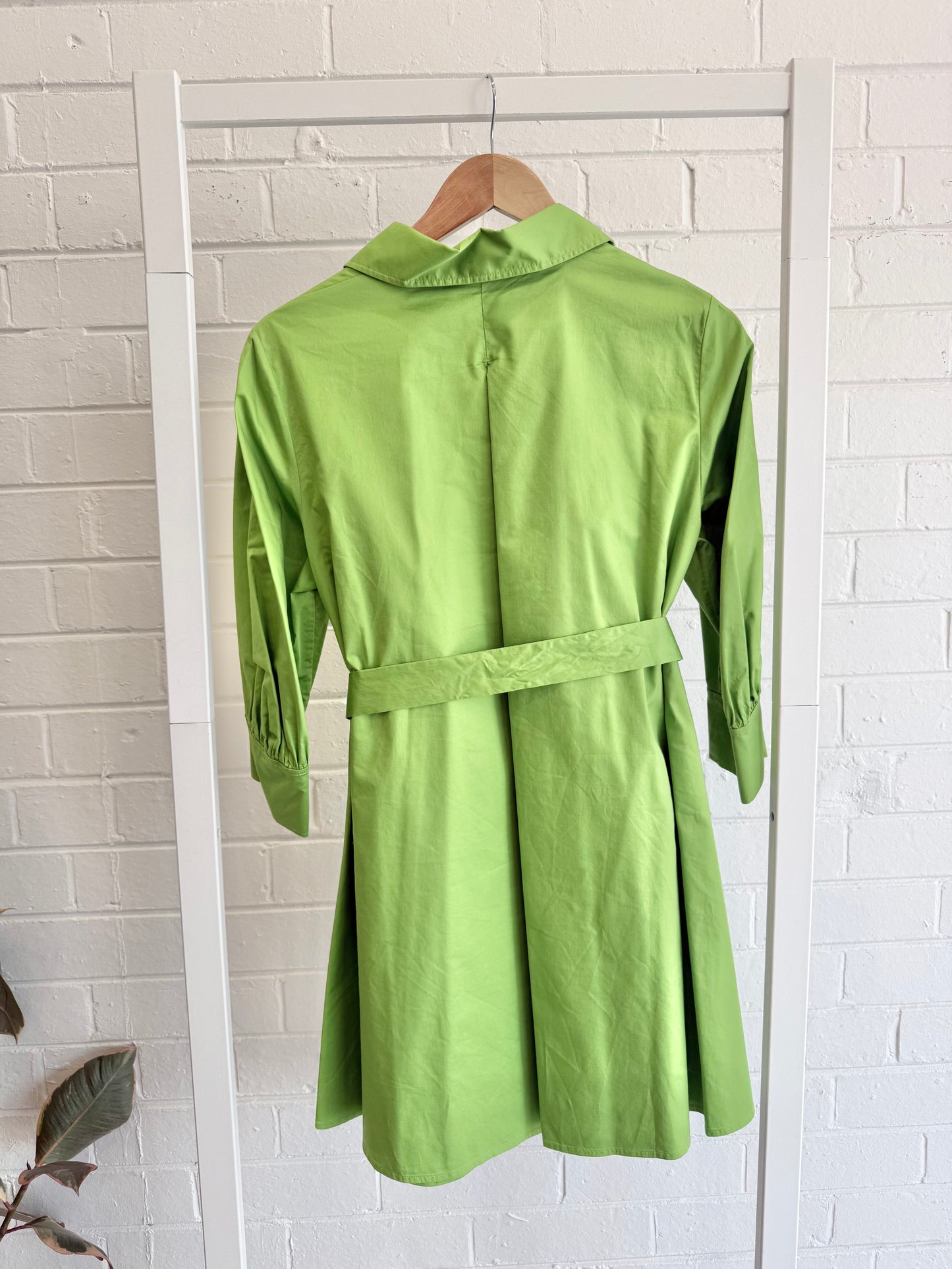 COS A-Line Poplin Mini Shirt Dress - Green - Size 34 (6)