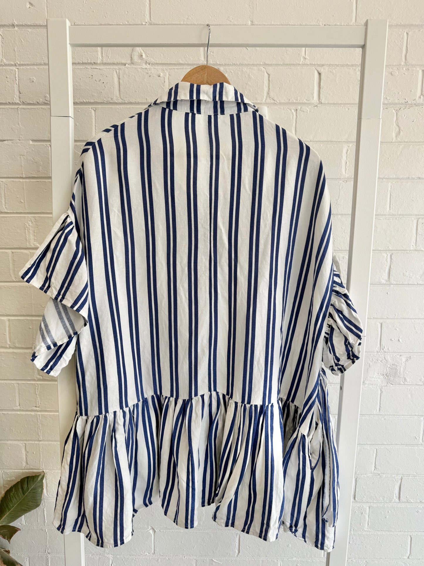 Bohemian Traders Genoa Mini Shirt Dress – Blue / White Stripe - Size XXS