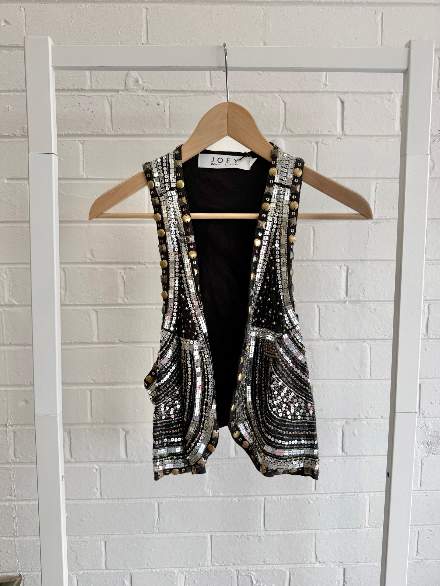BNWT Joey The Label Sequin Bolero Vest – Black - Size 12