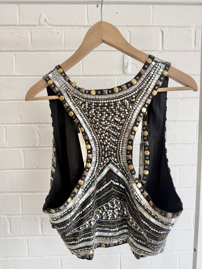 BNWT Joey The Label Sequin Bolero Vest – Black - Size 12