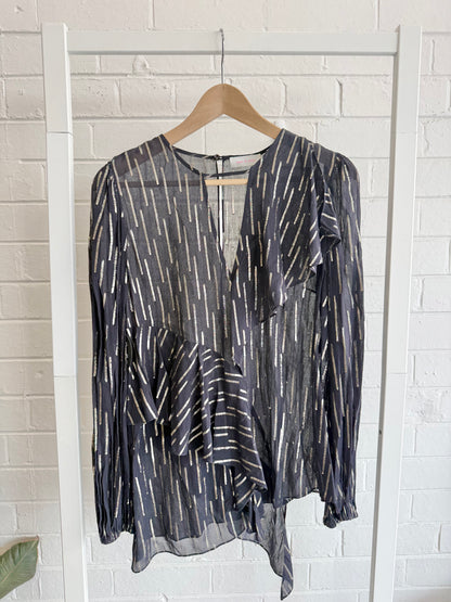 BNWT Sass & Bide A Brilliant Mind Top - Navy/Silver - Size 40 (10)
