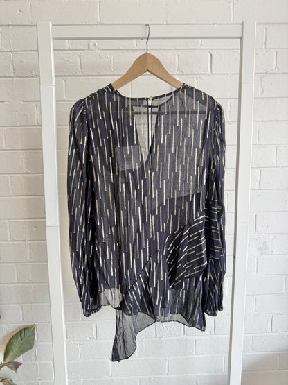 BNWT Sass & Bide A Brilliant Mind Top - Navy/Silver - Size 40 (10)