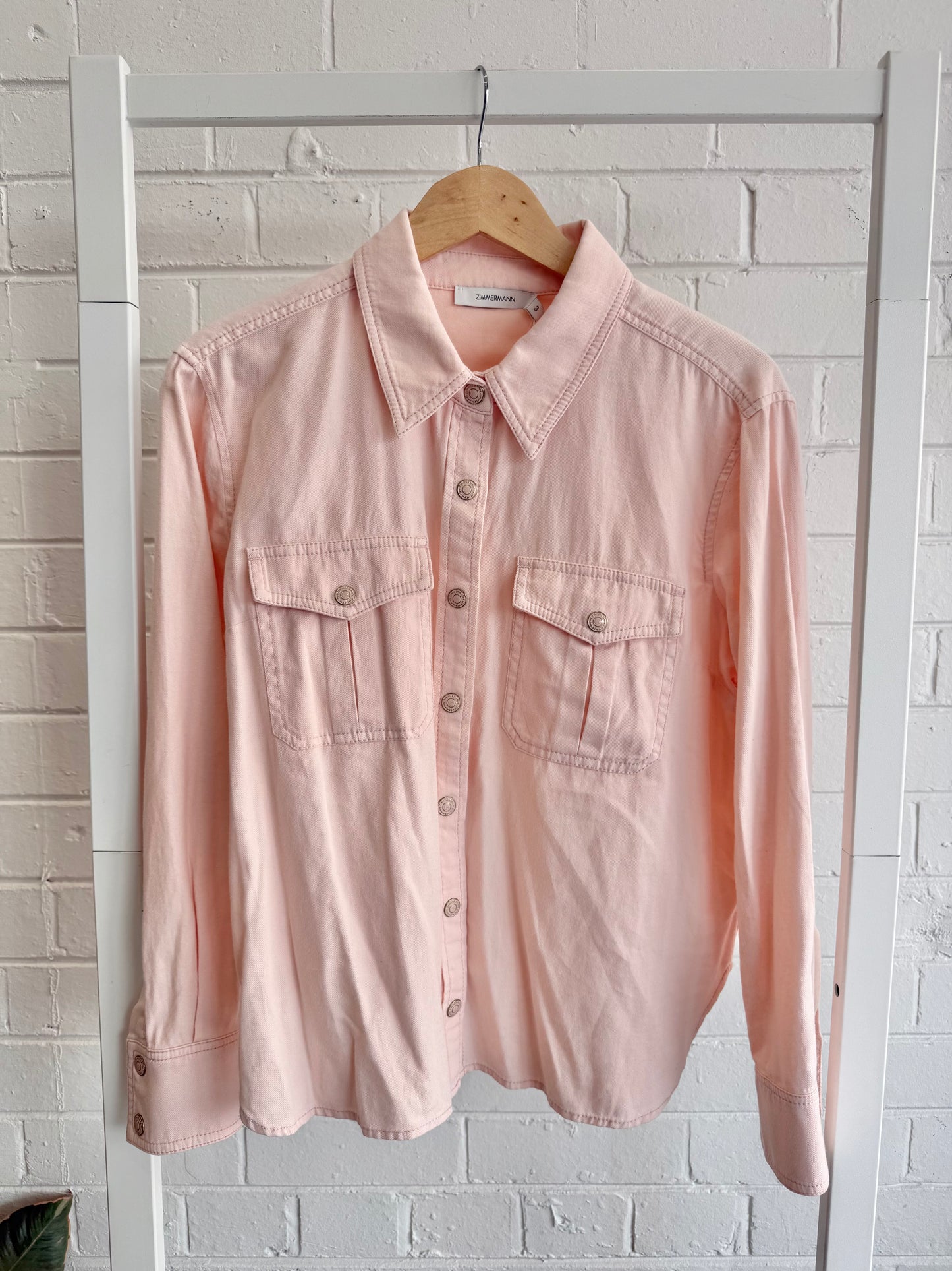 BNWT Zimmermann Maxine Denim Body Shirt – Blush - Size 3 (14)