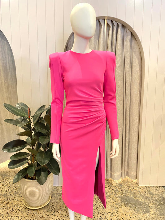 Meraki Neon Pink Midi Dress - Size 8