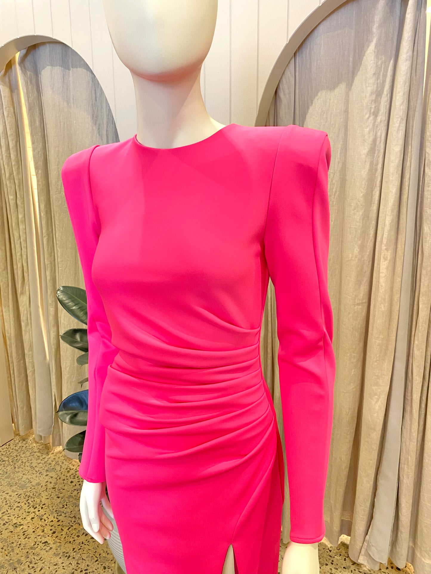 Meraki Neon Pink Midi Dress - Size 8