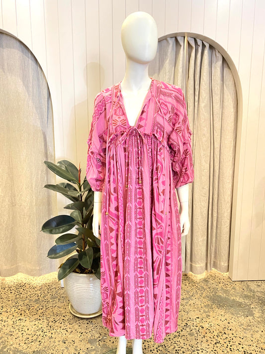 Kinga Csilla Pink Toucan Fields Maxi Dress - Size 12