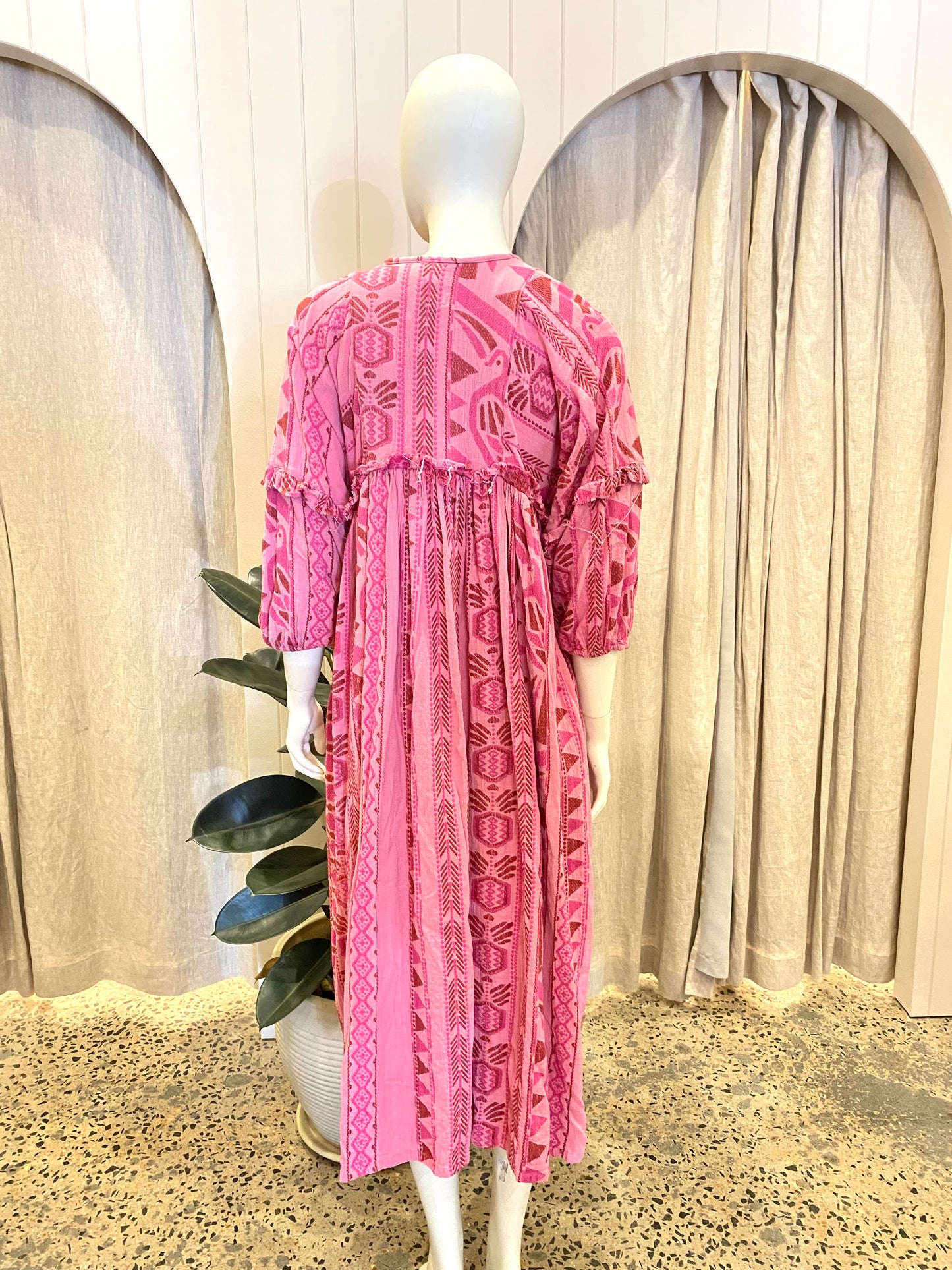 Kinga Csilla Pink Toucan Fields Maxi Dress - Size 12