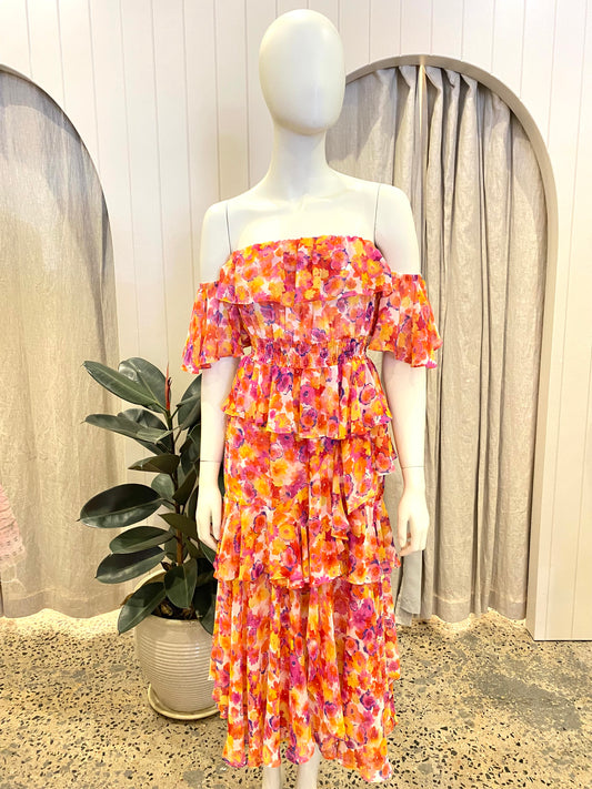 Misa LA Yasemin Ruffle Midi Dress - Size 8